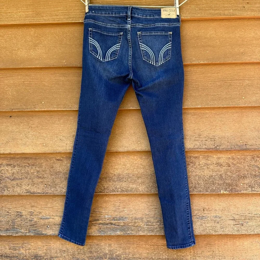 Hollister Super Skinny Low Rise Dark Blue Jeans Size 27 - Picture 3 of 13